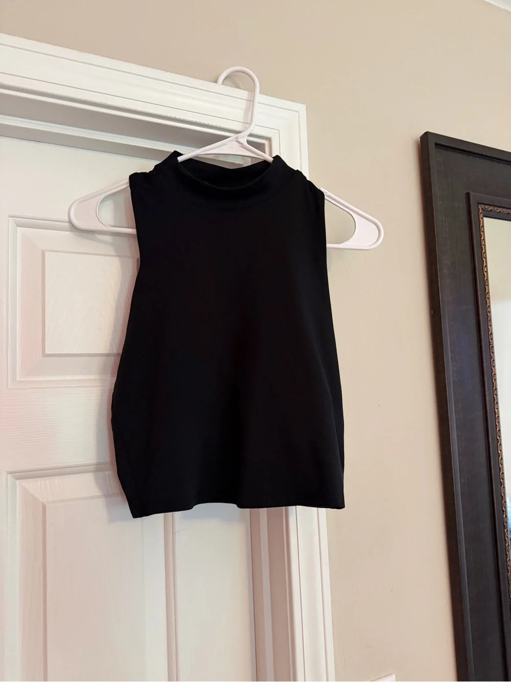ALO Yoga Black Sleeveless Mock Neck Crop Tank